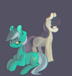 Size: 998x1059 | Tagged: dead source, safe, artist:berrydrops, bon bon, lyra heartstrings, sweetie drops, earth pony, pony, unicorn, g4, bags, female, mare, simple background