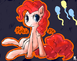 Size: 4376x3507 | Tagged: dead source, safe, artist:berrydrops, pinkie pie, earth pony, pony, g4, abstract background, female, mare, sitting, solo