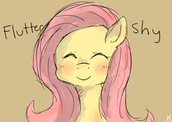 Size: 4960x3507 | Tagged: dead source, safe, artist:berrydrops, fluttershy, pegasus, pony, g4, bust, eyes closed, female, mare, portrait, simple background, smiling, solo