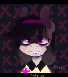 Size: 5000x5600 | Tagged: dead source, safe, artist:berrydrops, oc, oc only, oc:pocket, semi-anthro, abstract background, absurd resolution, braces, bust, female, portrait, solo