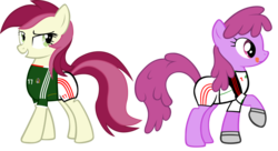 Size: 1024x556 | Tagged: safe, artist:ironm17, berry punch, berryshine, roseluck, earth pony, pony, g4, clothes, duo, duo female, female, football, gloves, jersey, mare, mexico, short-sleeved goalkeeper jersey, show accurate, simple background, transparent background, vector, world cup