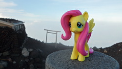 Size: 1920x1080 | Tagged: safe, artist:knappbryan, fluttershy, g4, female, funko, mt fuji, ponies around the world, solo, toy