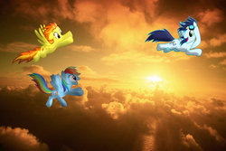 Size: 1024x682 | Tagged: safe, artist:willyvwj, rainbow dash, soarin', spitfire, g4, irl, photo, ponies in real life
