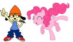Size: 2353x1346 | Tagged: safe, artist:egstudios93, pinkie pie, g4, crossover, parappa, parappa the rapper, rhythm game