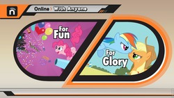 Size: 960x540 | Tagged: safe, applejack, pinkie pie, rainbow dash, changeling, g4, parody, style emulation, super smash bros., super smash bros. 4