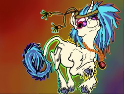 Size: 512x387 | Tagged: safe, artist:tangirose, dj pon-3, vinyl scratch, classical unicorn, g4, female, horn, leonine tail, solo