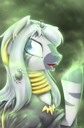 Size: 1370x2080 | Tagged: safe, artist:baitoubaozou, zecora, spider, zebra, g4, clothes, costume, female, long mane, magic, nightmare night, nightmare night costume, pixiv, solo