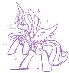 Size: 500x528 | Tagged: safe, artist:ende26, oc, oc only, alicorn, pony, alicorn oc, glasses, monochrome, solo