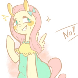 Size: 2048x2048 | Tagged: safe, artist:zaininn, fluttershy, g4, clothes, dress, female, high res, pixiv, smiling, solo