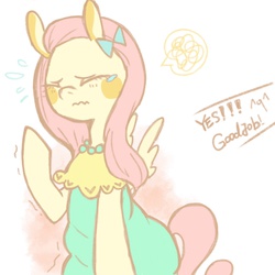 Size: 2048x2048 | Tagged: safe, artist:zaininn, fluttershy, g4, clothes, crying, dress, female, high res, pixiv, solo
