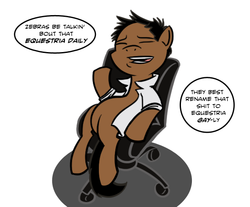 Size: 594x493 | Tagged: safe, artist:sir-dangereaux, pony, equestria daily, chad warden, chair, office chair, siivagunner, sitting, solo