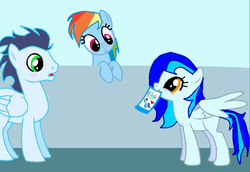 Size: 740x508 | Tagged: safe, artist:rainbowdash212, rainbow dash, soarin', oc, g4, blushing, female, male, ship:soarindash, shipper on deck, shipping, straight