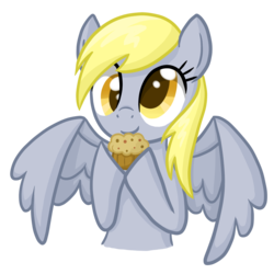 Size: 1872x1872 | Tagged: safe, artist:thecheeseburger, derpy hooves, pegasus, pony, g4, female, mare, muffin, simple background, smiling, solo, transparent background