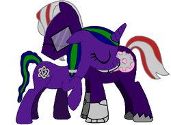 Size: 466x341 | Tagged: safe, oc, oc only, oc:gearhead, oc:silver link, cyborg, pegasus, pony, unicorn, 1000 hours in ms paint, augmented, celtic knot, donut steel, glasses, goatee, hug, knotwork, ms paint, prosthetic limb, prosthetic wing, prosthetics, siblings
