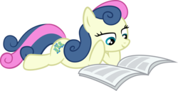 Size: 5500x2819 | Tagged: safe, artist:muffinname, bon bon, sweetie drops, earth pony, pony, g4, female, mare, newspaper, reading, simple background, solo, transparent background, vector