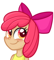 Size: 1238x1382 | Tagged: safe, artist:thecheeseburger, apple bloom, human, g4, clothes, face, female, humanized, simple background, solo, tank top, transparent background