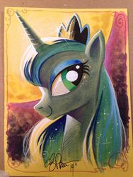 Size: 639x852 | Tagged: safe, artist:andy price, princess luna, g4, female, portrait, solo, traditional art
