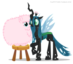 Size: 750x650 | Tagged: safe, artist:mixermike622, queen chrysalis, oc, oc:fluffle puff, g4, canon x oc, simple background, transparent background, vector