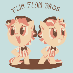 Size: 500x500 | Tagged: safe, artist:raichi, flam, flim, pony, unicorn, g4, bipedal, brothers, cute, duo, duo male, flamabetes, flim flam brothers, flimabetes, male, siblings, younger