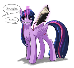 Size: 1861x1703 | Tagged: safe, artist:aloid19, twilight sparkle, alicorn, pony, g4, blushing, book, dialogue, female, grin, mare, solo, twilight sparkle (alicorn)