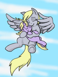 Size: 1600x2109 | Tagged: safe, artist:blayaden, derpy hooves, dinky hooves, pegasus, pony, g4, equestria's best mother, female, flying, mare