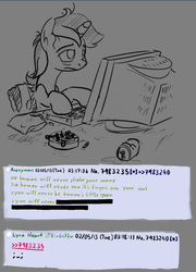 Size: 764x1060 | Tagged: safe, lyra heartstrings, g4, /mlp/, 4chan, 4chan screencap, computer, feels, female, human fetish, humie, role reversal, solo