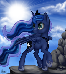 Size: 2280x2540 | Tagged: dead source, safe, artist:pattern124, princess luna, g4, crepuscular rays, female, high res, solo