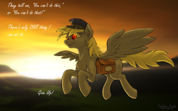 Size: 1440x900 | Tagged: safe, artist:cyclone-dusk, derpy hooves, pegasus, pony, g4, female, flying, mailbag, mare, solo, sunset