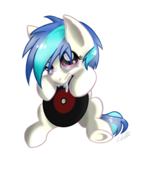 Size: 1604x1941 | Tagged: safe, artist:tsand106, dj pon-3, vinyl scratch, pony, unicorn, g4, drool, female, record, simple background, solo, transparent background