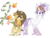 Size: 2048x1536 | Tagged: safe, artist:rainjay-xx, tree of harmony, oc, oc:harmony (heilos), oc:leavella, classical unicorn, plant pony, pony, unicorn, g4, augmented tail, big crown thingy, cloven hooves, duo, elements of harmony, female, horn, mare, ponified, simple background, transparent background, unshorn fetlocks