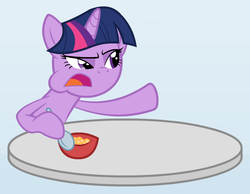 Size: 927x719 | Tagged: safe, artist:mikesouthmoor, twilight sparkle, g4, cereal guy, female, meme, reaction image, simple background, solo
