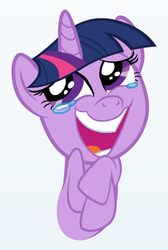 Size: 394x587 | Tagged: safe, artist:mikesouthmoor, twilight sparkle, g4, female, laughing, reaction image, simple background, solo, teary eyes