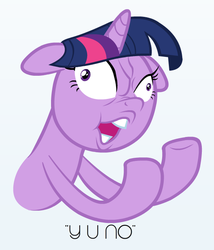 Size: 545x637 | Tagged: safe, artist:mikesouthmoor, twilight sparkle, g4, faic, female, meme, reaction image, simple background, solo, y u no