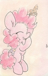 Size: 675x1062 | Tagged: safe, artist:slightlyshade, pinkie pie, g4, award, female, happy, solo, traditional art, trophy