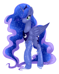 Size: 620x771 | Tagged: dead source, safe, artist:arcadianphoenix, princess luna, alicorn, pony, g4, clothes, female, mare, simple background, socks, solo, stockings, transparent background, watermark