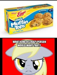 Size: 450x588 | Tagged: safe, derpy hooves, pegasus, pony, g4, female, image macro, mare, meme, muffin, muffin top