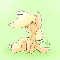 Size: 2500x2500 | Tagged: safe, artist:nadaazahraa, applejack, g4, eyes closed, female, high res, sitting, solo