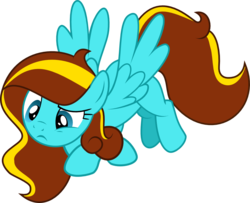 Size: 955x776 | Tagged: safe, artist:bast13, oc, oc only, oc:ilovekimpossiblealot, pegasus, pony, blue eyes, female, frown, full body, hooves, mare, pegasus oc, ponysona, show accurate, simple background, solo, spread wings, tail, transparent background, two toned mane, two toned tail, vector, wings
