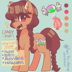 Size: 600x600 | Tagged: safe, artist:lolly-jpg, oc, oc only, oc:candy pop, pony, unicorn, reference sheet, smiling, solo
