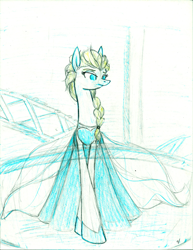 Size: 2153x2786 | Tagged: safe, artist:pitterpaint, pony, elsa, frozen (movie), high res, ponified, solo, traditional art