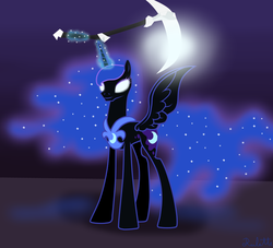 Size: 1024x931 | Tagged: safe, artist:rulette, nightmare moon, g4, female, scythe, solo