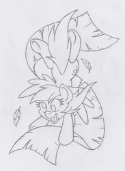 Size: 490x669 | Tagged: safe, artist:dfectivedvice, derpy hooves, pegasus, pony, g4, female, grayscale, mare, monochrome, scroll, sketch, solo, traditional art, underhoof
