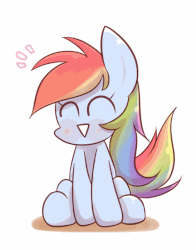 Size: 628x800 | Tagged: safe, artist:joycall6, rainbow dash, pony, g4, shake your tail, :>, animated, behaving like a dog, blushing, cute, dashabetes, eyes closed, female, happy, mare, open mouth, simple background, sitting, smiling, solo, tail wag, white background, wingless
