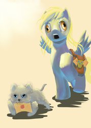 Size: 800x1116 | Tagged: safe, artist:danosix, derpy hooves, dog, pegasus, pony, g4, female, letter, mail, mailbag, mailmare, mare, uncanny valley