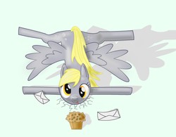 Size: 1986x1552 | Tagged: safe, artist:donarion, derpy hooves, pegasus, pony, g4, female, letter, mare, muffin, solo