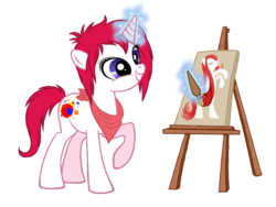 Size: 733x551 | Tagged: safe, artist:brah-j, oc, oc only, oc:splatter hooves, canvas, painting, simple background, solo, transparent background