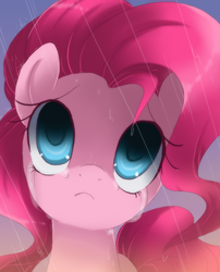 Size: 600x742 | Tagged: dead source, safe, artist:loyaldis, pinkie pie, g4, crying, female, rain, sad, solo