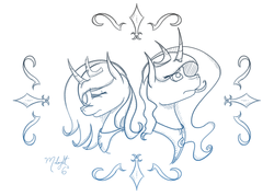 Size: 1000x714 | Tagged: safe, artist:midnightsix3, princess luna, lunadoodle, g4, monochrome, s1 luna