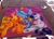 Size: 1600x1149 | Tagged: source needed, safe, artist:lexie casey, apple bloom, applejack, derpy hooves, rainbow dash, rarity, scootaloo, sweetie belle, pegasus, pony, g4, 2014, apple bloom riding applejack, chalk, chalk art festival, chalk drawing, cutie mark crusaders, female, festival, mare, ponies riding ponies, riding, scootalove, street art, toy, traditional art, underhoof, wink