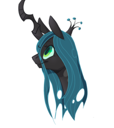 Size: 740x828 | Tagged: dead source, safe, artist:pictus-dog, queen chrysalis, changeling, changeling queen, g4, female, looking up, portrait, profile, simple background, smiling, solo, transparent background, vector